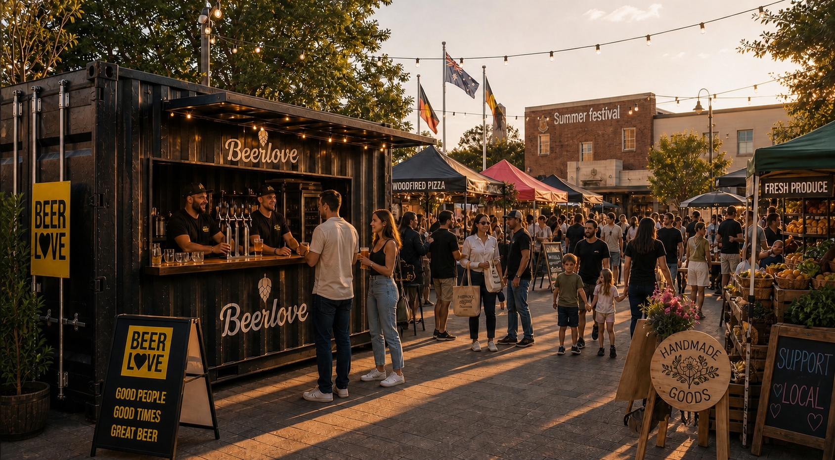 Beerlove container bar at a festival event